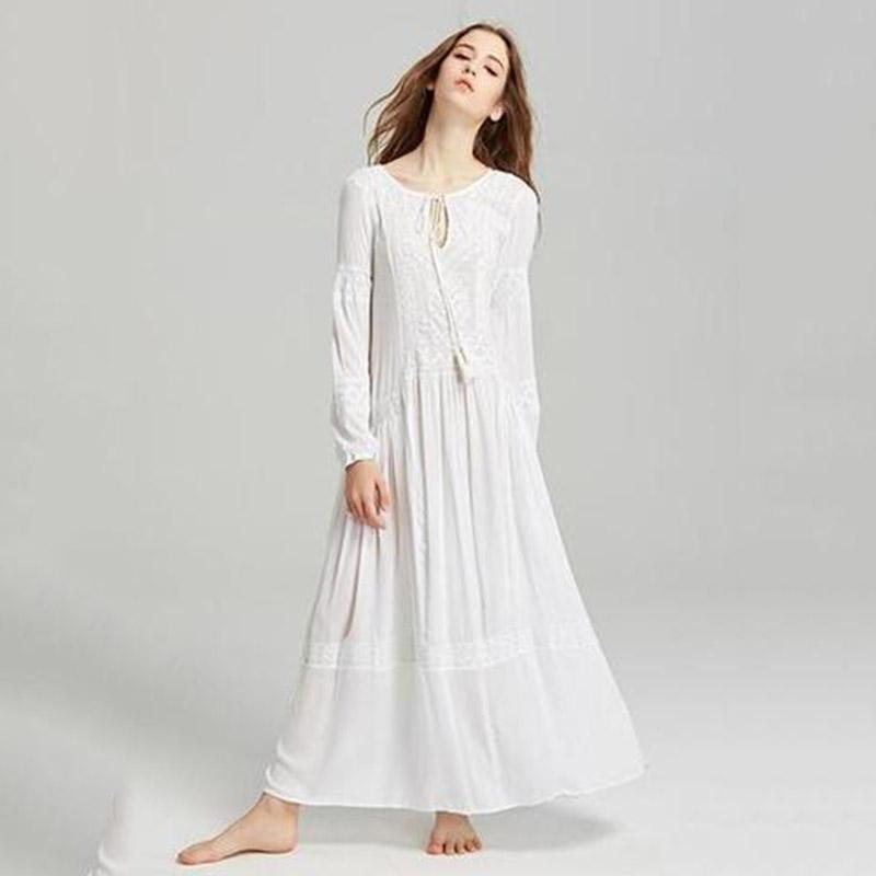 Bohemia Tassels Broderi Langermet Maxikjole
