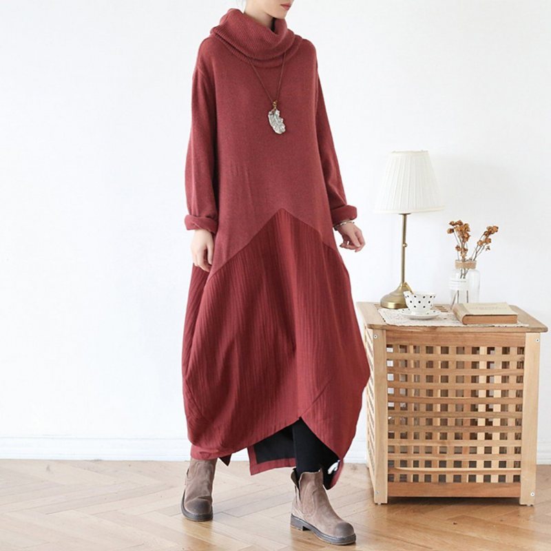 Cashmere Turtleneck Panel Løs Fritidskjole