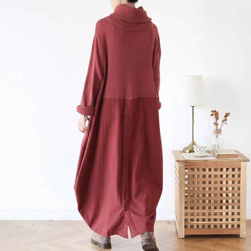 Cashmere Turtleneck Panel Løs Fritidskjole
