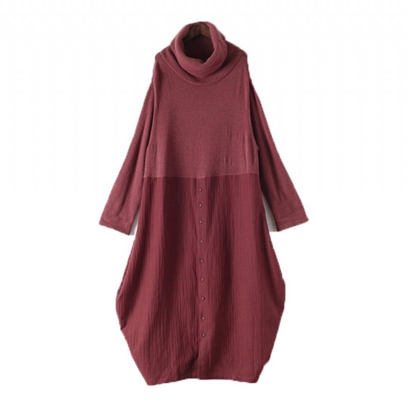 Cashmere Turtleneck Panel Løs Fritidskjole