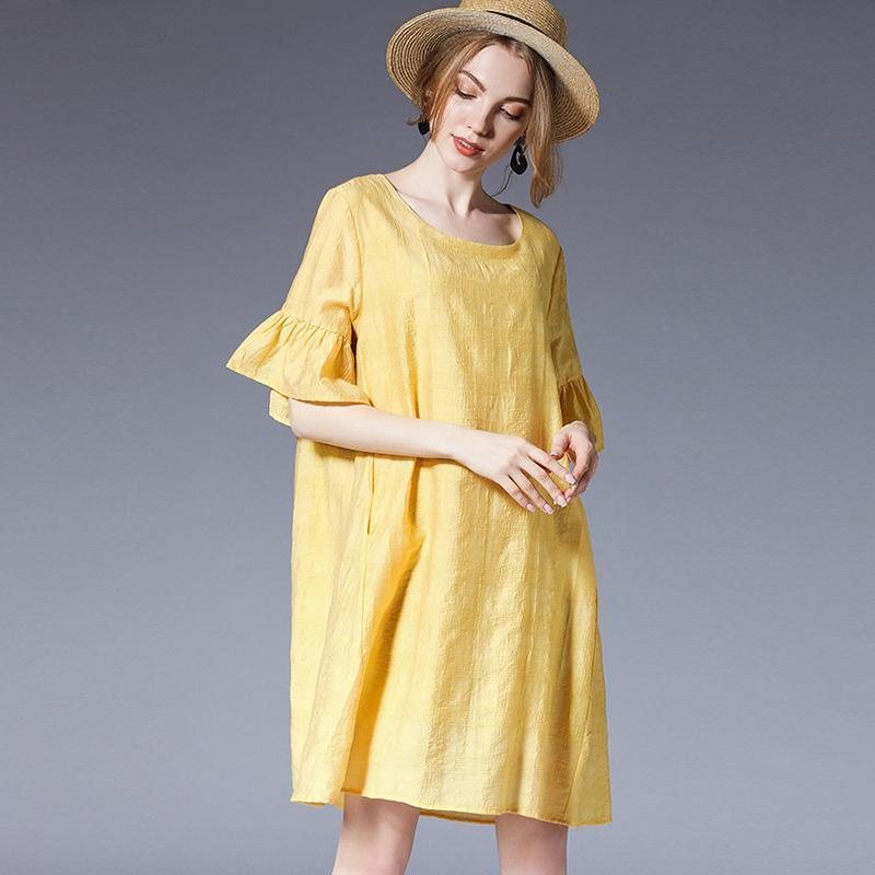 Dame Plus Size Mini Kortermet Kjole