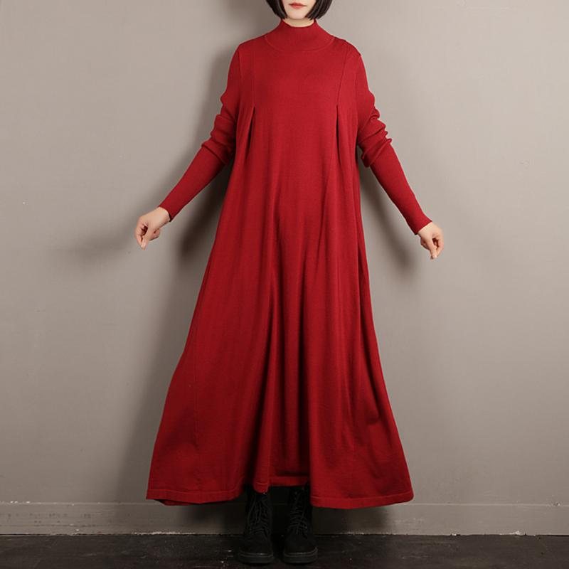 Dame Plus Size Strikket Elegant Genser Kjole