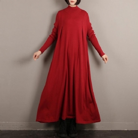 Dame Plus Size Strikket Elegant Genser Kjole
