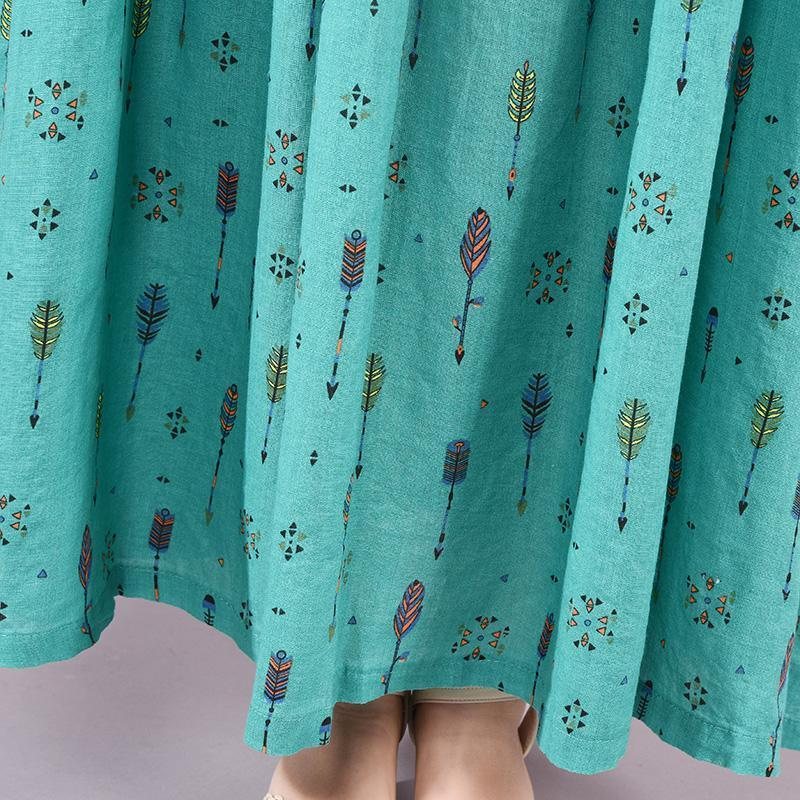 Grønn Piltrykt Uformell Sommer Elegant Maxi Kortermet Kjole