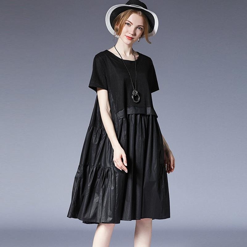Plus Size Dame Søt Ruffle Kortermet Kjole