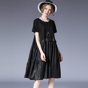 Plus Size Dame Søt Ruffle Kortermet Kjole