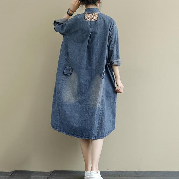 Retro Denim Vasket Mid-length Kjole