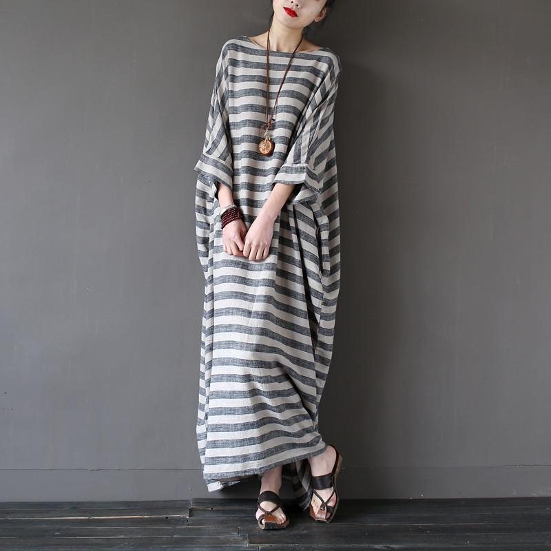 Retro Stripet Plus Size Cotton Linkjole