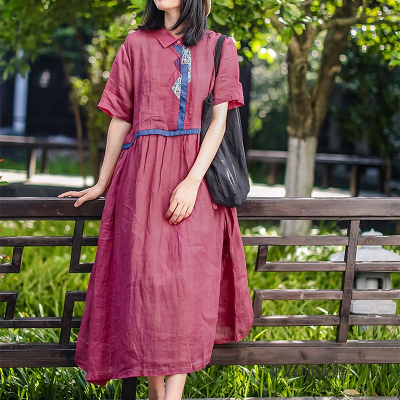Sommer Retro Casual Løs Linkjole