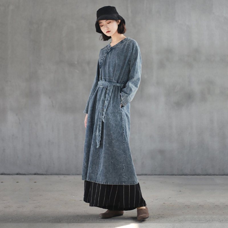 Surplice Denim Kjole Med Belte