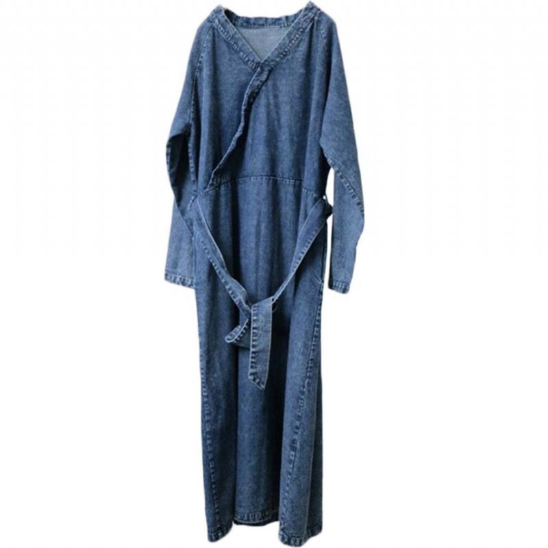 Surplice Denim Kjole Med Belte