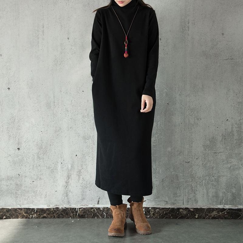 Vintage Vinter Split Lang Strikket Kjole