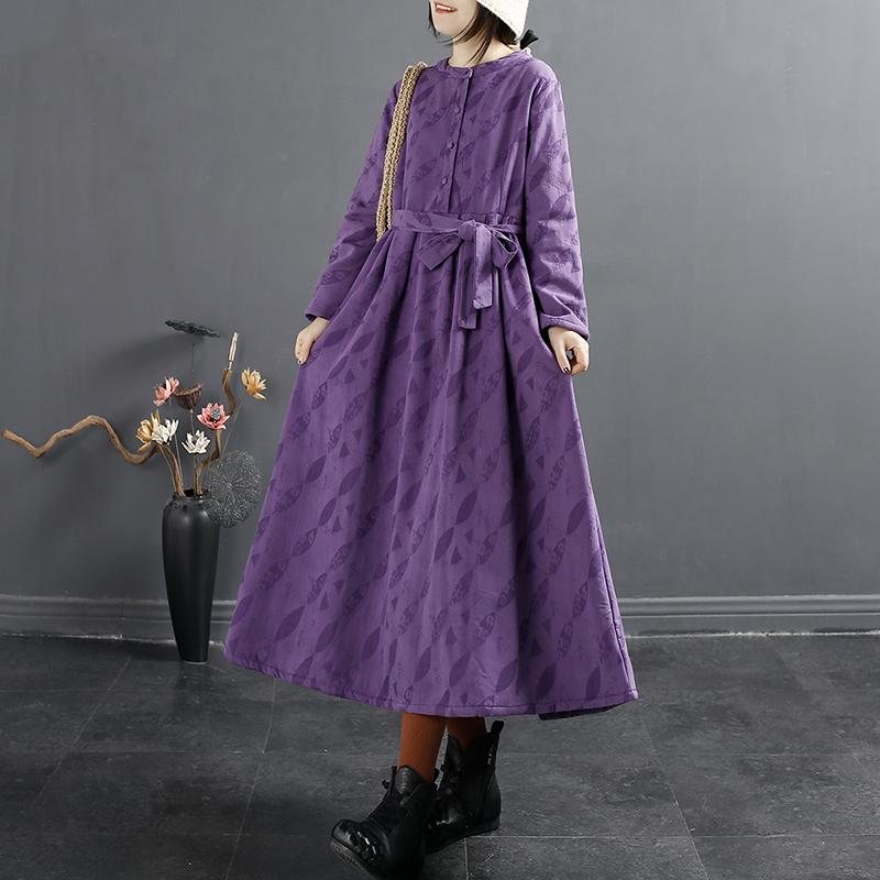 Vinter Retro Casual Plysj Belte A-line Kjole
