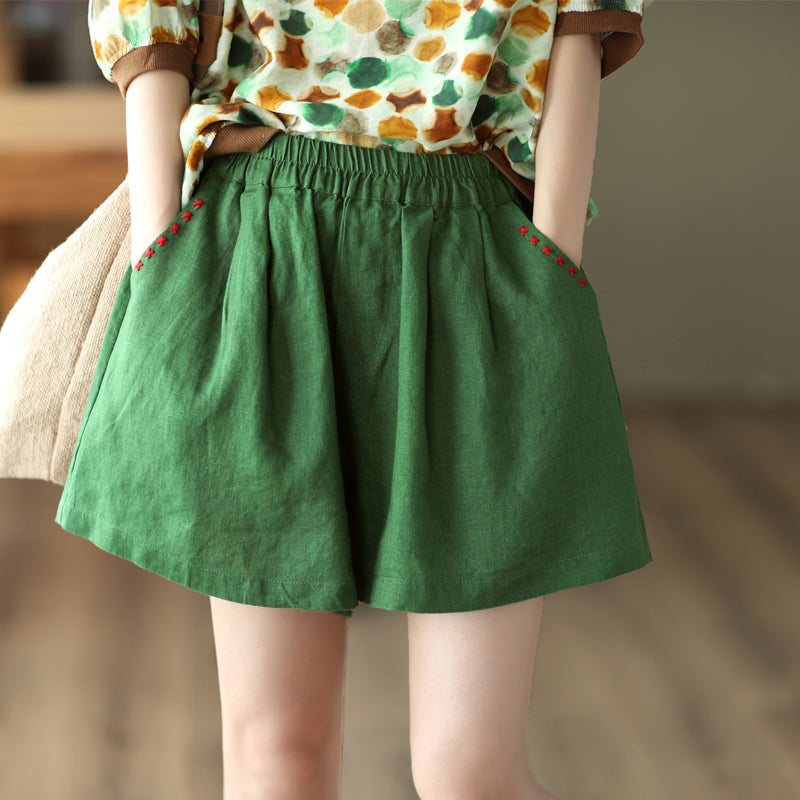 Sommer Løse Kvinner Casual Linshorts
