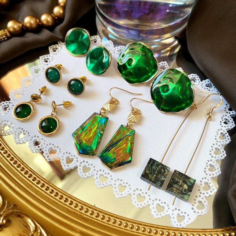 Emerald Vintage Grønne Franske Øredobber