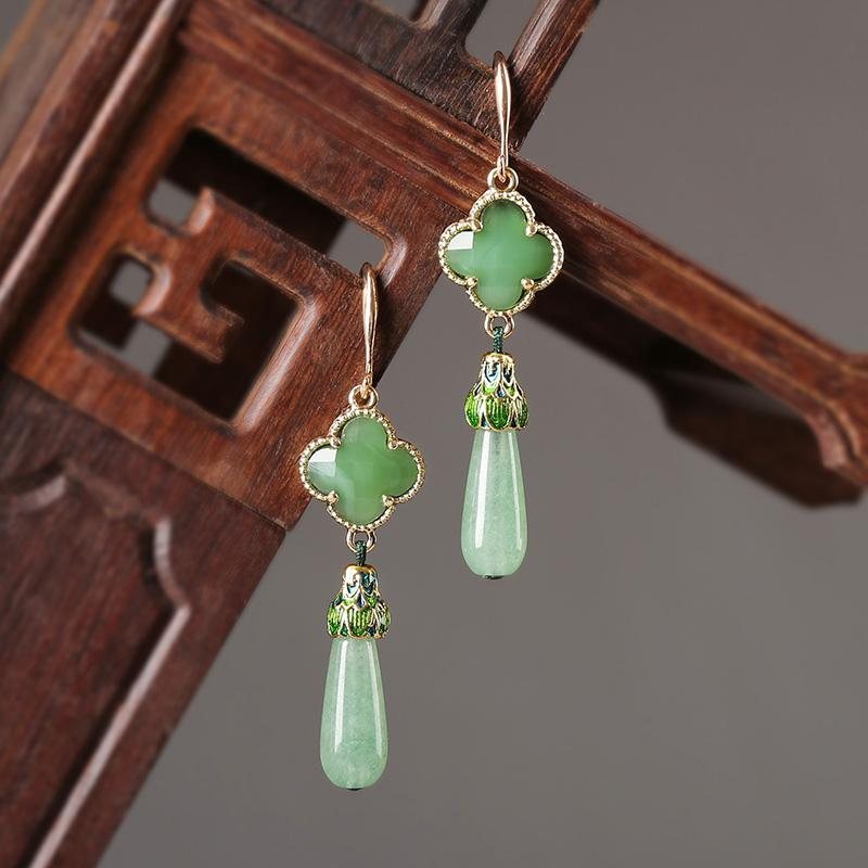 Jade Vintage Grønne Sølv Øredobber