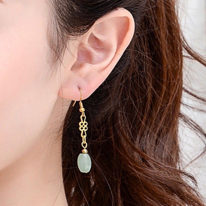 Retro Etnisk Stil Legering Aventurine Jade Øredobber
