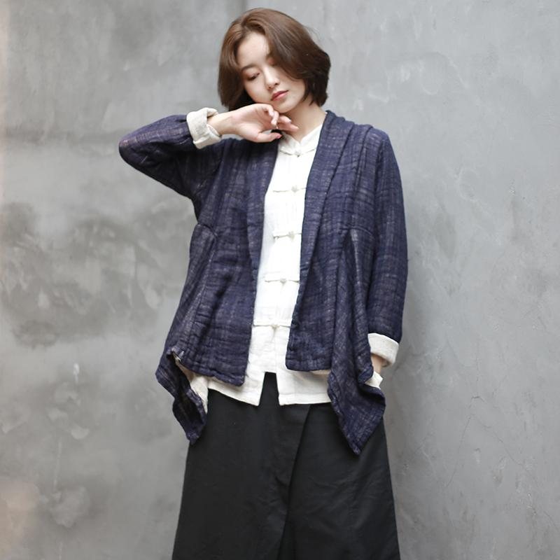 Irregular Retro Cotton Linen Cardigan For Kvinner