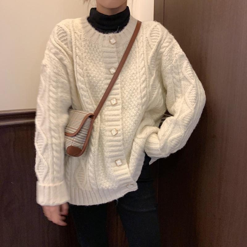 Myk Koselig Strikket Tykk Cardigan