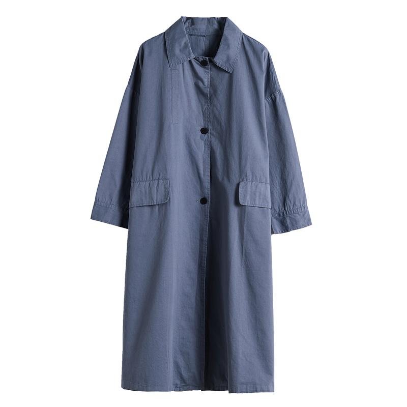 Enkel Løs Windbreaker Frakk-blue