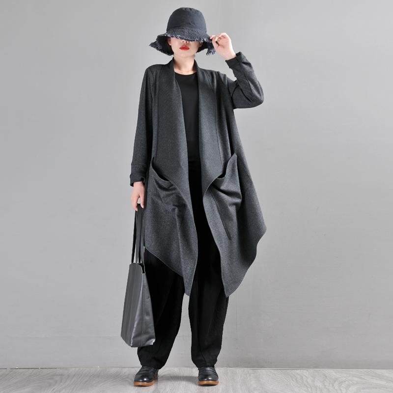 Faux Woolen Woolen Trench Frakk