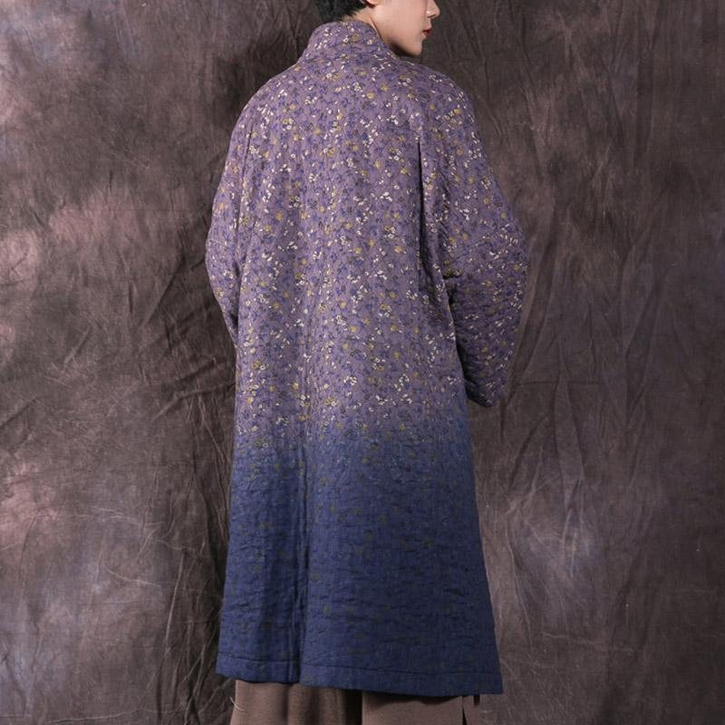 Høst Vinter Floral Gradient Retro Bomullsfrakk
