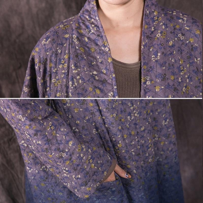 Høst Vinter Floral Gradient Retro Bomullsfrakk