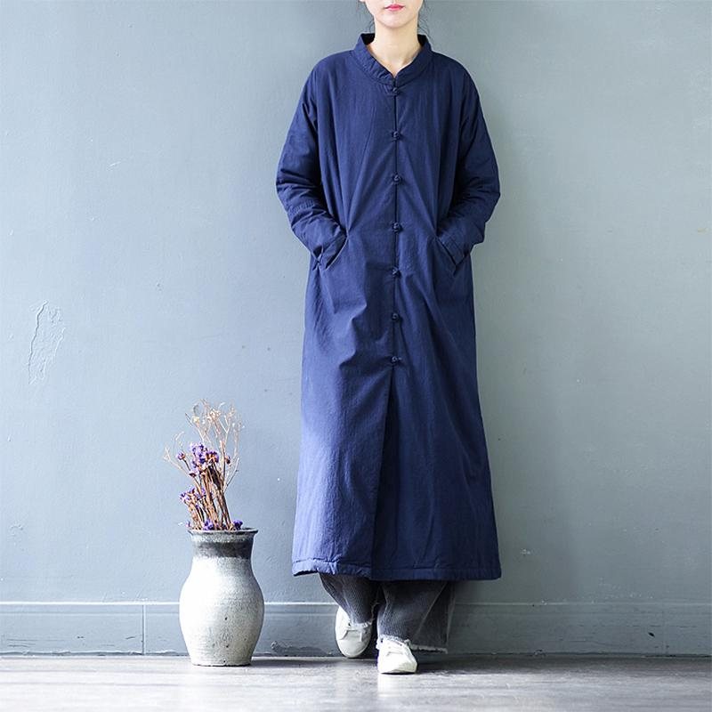 Kinesisk Retro Stativkrage Tykk Trenchcoat