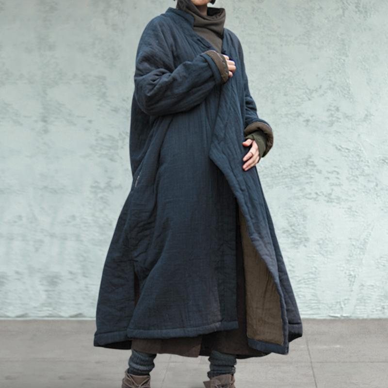 Plus Size Høst Vinter Vintage Loose Bomullsfrakk
