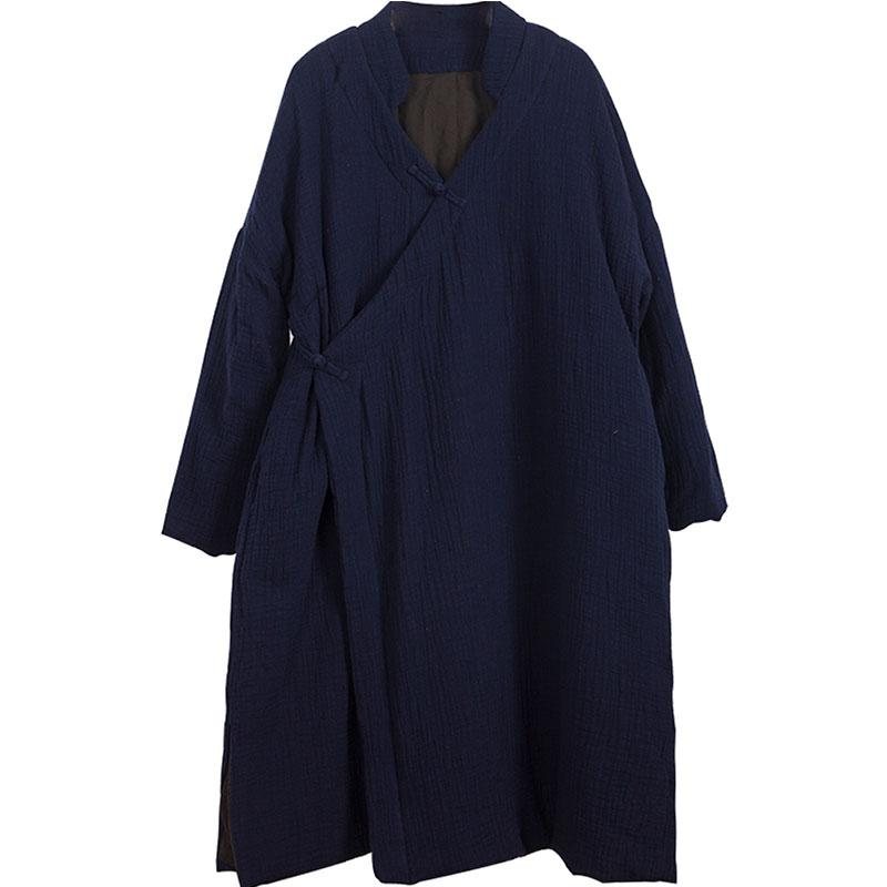 Plus Size Høst Vinter Vintage Loose Bomullsfrakk