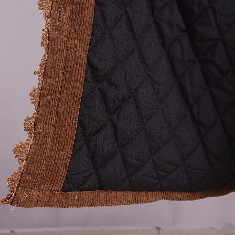 Plus Size Vinter Corduroy Retro Bomullspolstret Hetteovertrekk
