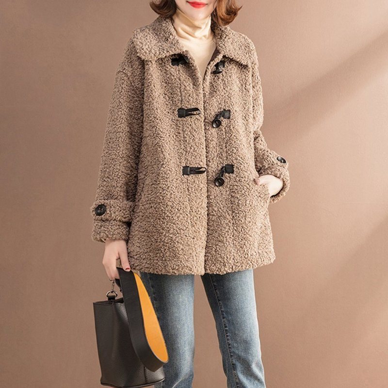 Teddy Bear Faux Cashmere Bottons Frakk