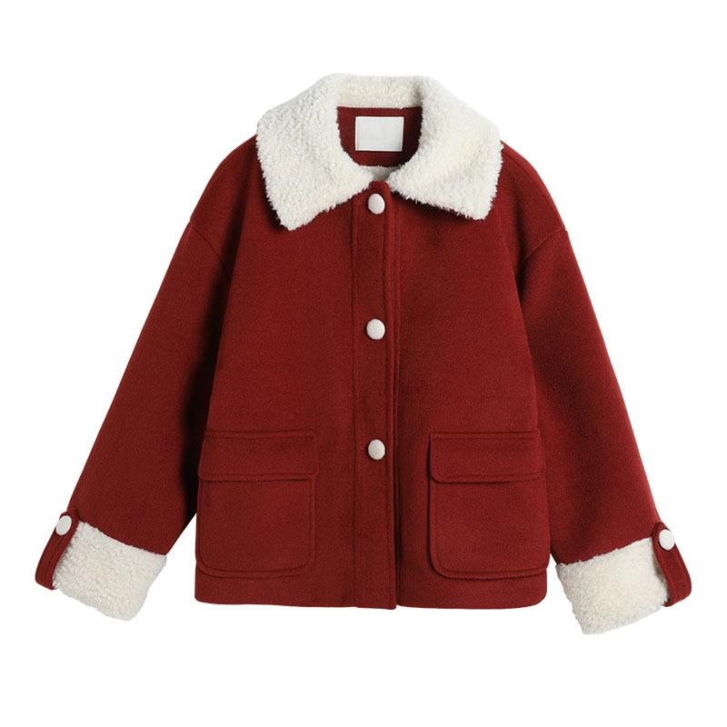 Vintage Rød Ullkåpe