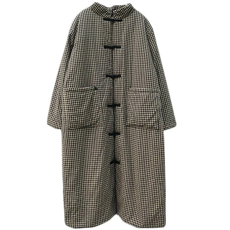 Vinter Dame Bomull Retro Rutete Kåpe
