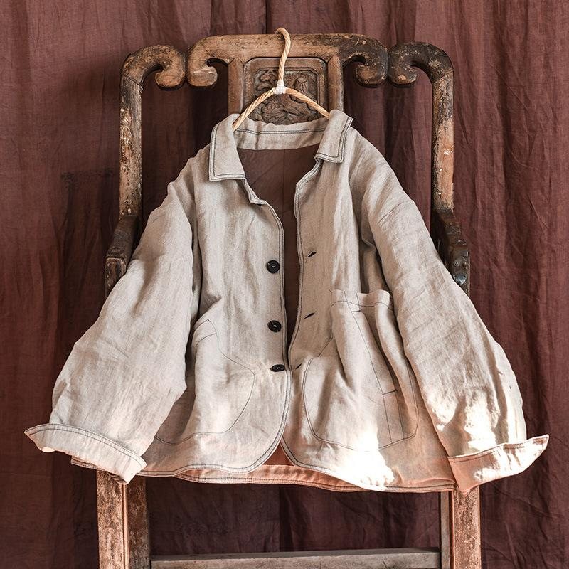 Vinter Dame Retro Cotton Polstret Lin Frakk