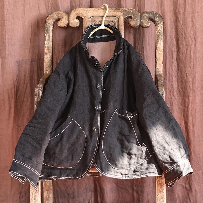 Vinter Dame Retro Cotton Polstret Lin Frakk