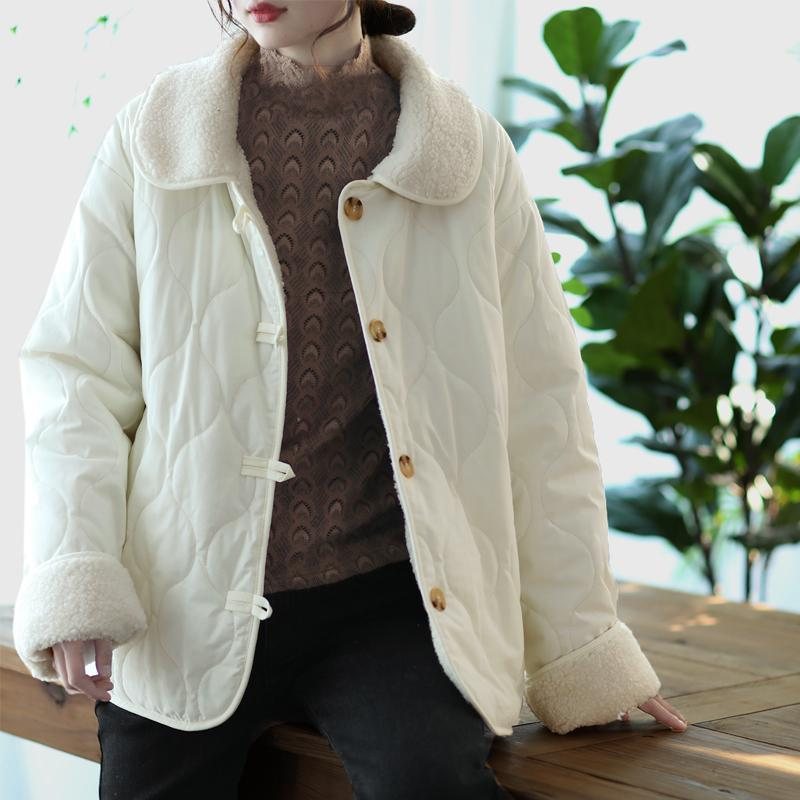 Vinter Dame Vintage Casual Lapel Plysj Frakk