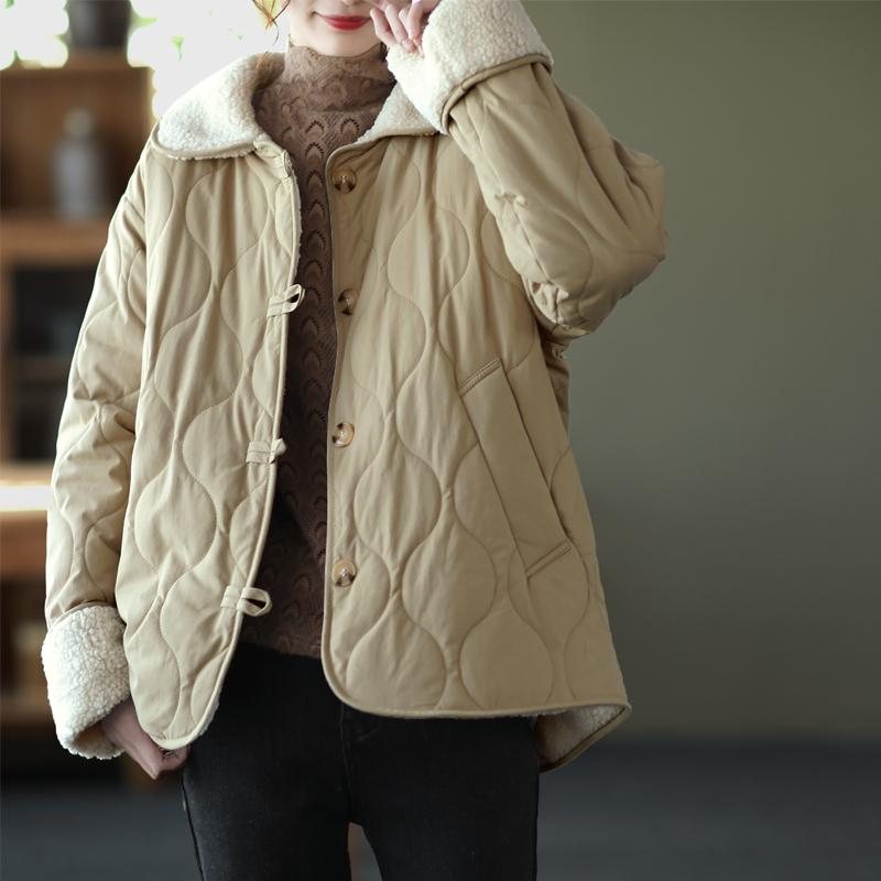 Vinter Dame Vintage Casual Lapel Plysj Frakk
