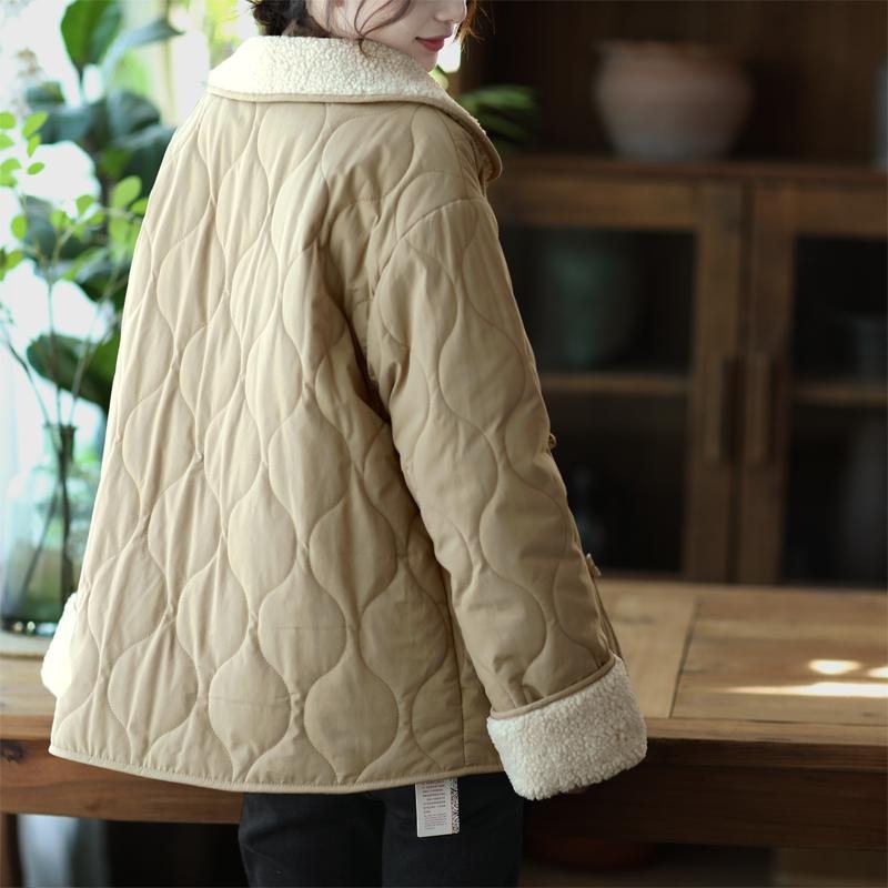 Vinter Dame Vintage Casual Lapel Plysj Frakk