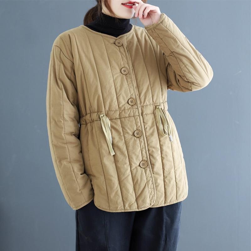 Vinter Retro Bomull Polstret Knapper Casual Frakk Frakk