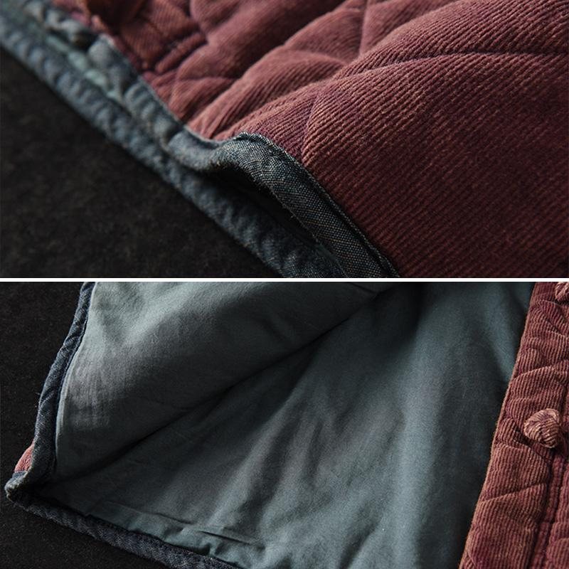 Vinter Retro Corduroy Bomullspolstret Frakk