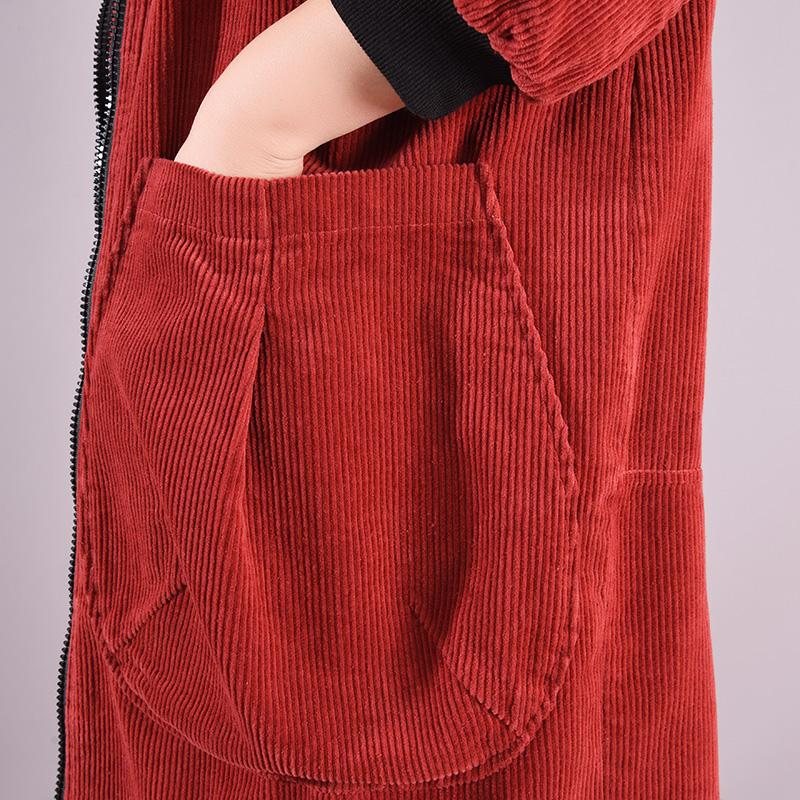 Vinter Retro Corduroy Løs Hetteovertrekk
