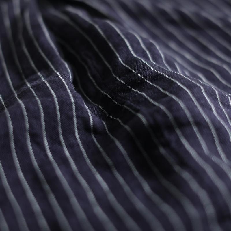 Casual Løse Striper V-hals Lin Bluse