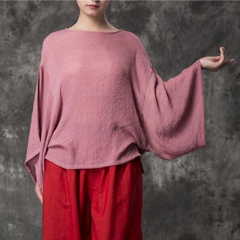 Dame Løs Casual Solid Bomull Lin Bluse