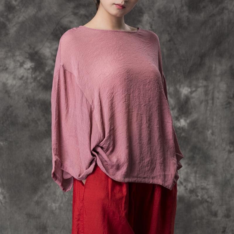 Dame Løs Casual Solid Bomull Lin Bluse
