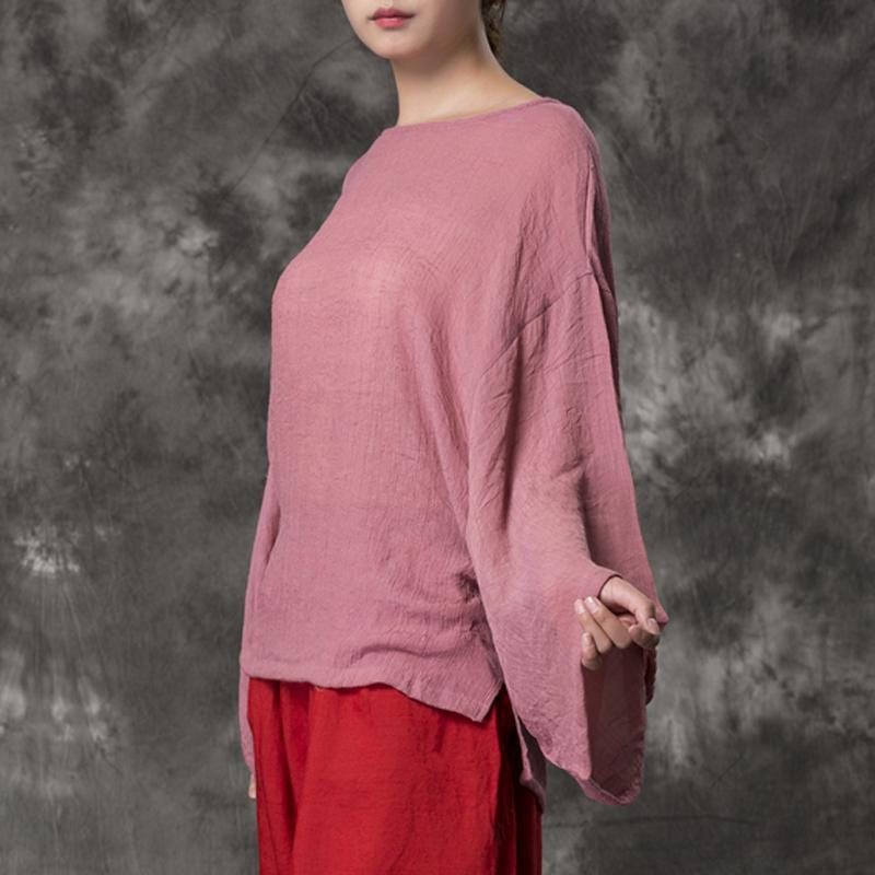 Dame Løs Casual Solid Bomull Lin Bluse