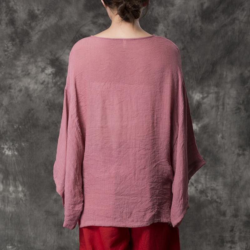 Dame Løs Casual Solid Bomull Lin Bluse