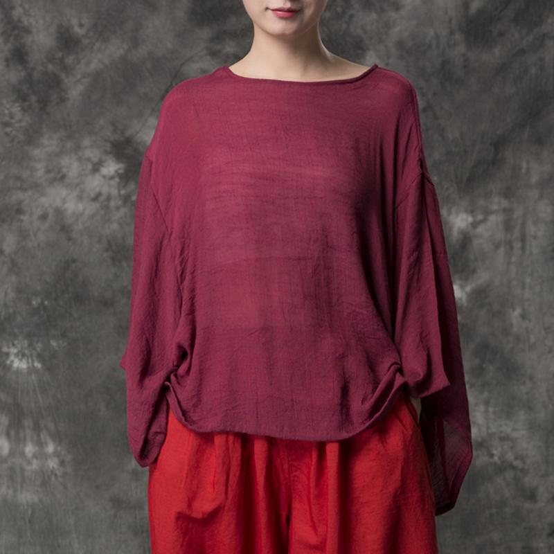 Dame Løs Casual Solid Bomull Lin Bluse