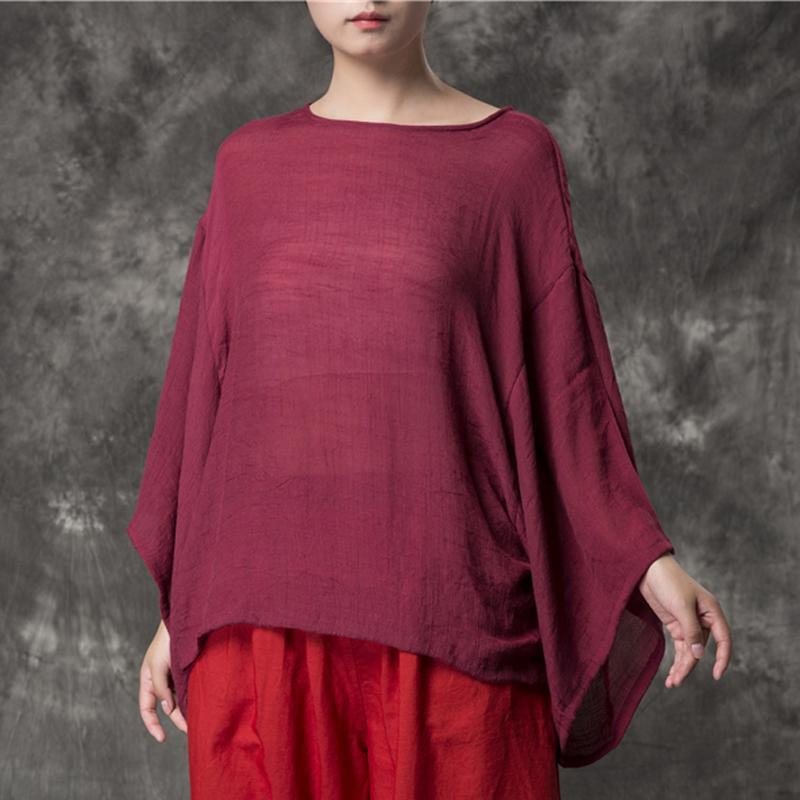 Dame Løs Casual Solid Bomull Lin Bluse