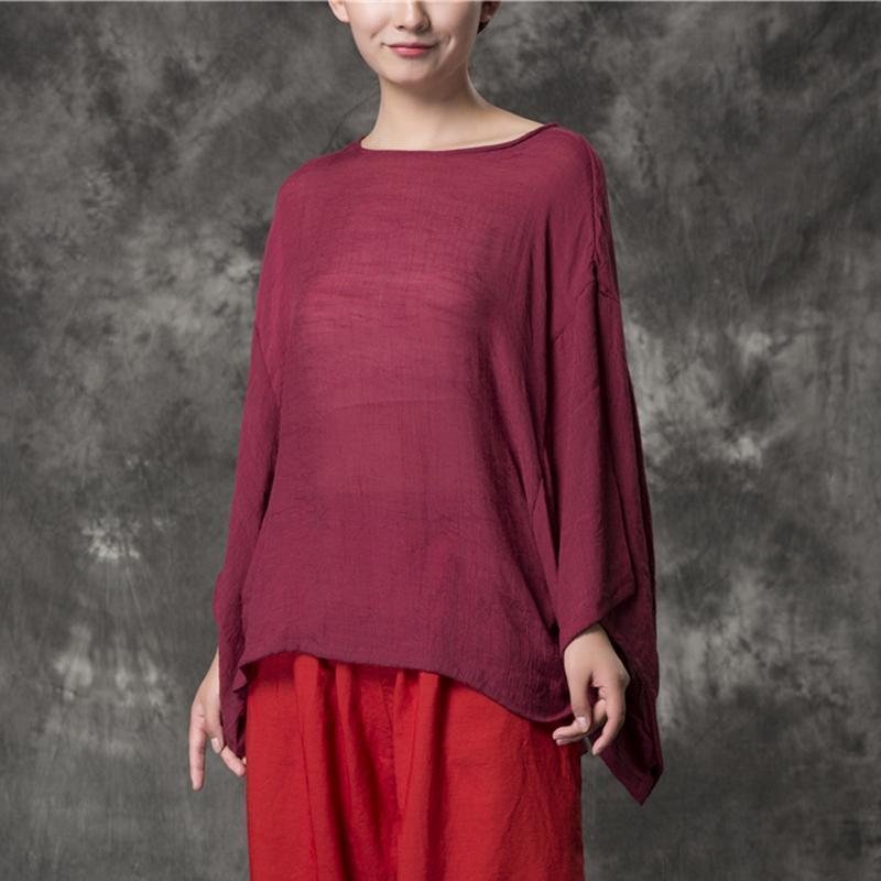 Dame Løs Casual Solid Bomull Lin Bluse